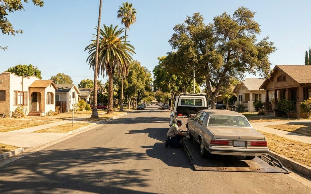 Ramirez Towing SD truck on a residential street in Lemon Grove San Diego